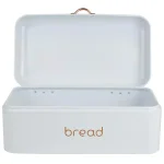 Home Basics White Grove Modern Bread Box with Rose Gold Handle - Stainless Steel Kitchen Storage thumbnail 4