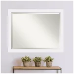 Amanti Art Corvino 45 in. W x 35 in. H Rectangular Beveled Edge Wood Bathroom Vanity Mirror, Satin White thumbnail 7