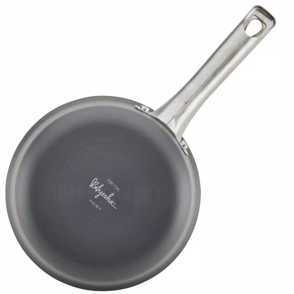 Ayesha Curry Home Collection 2 Qt. Hard Anodized Nonstick Aluminum Saucepan with Glass Lid, Basil Green