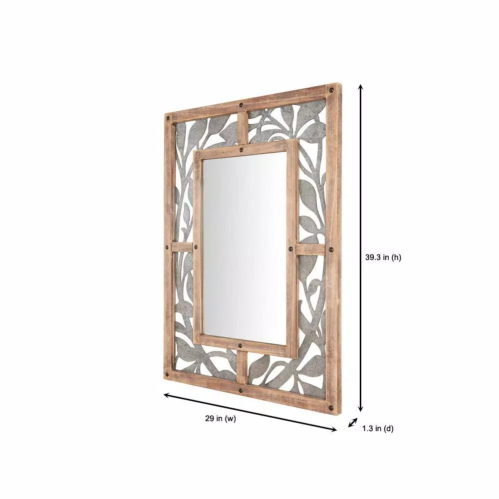 Home Decorators Collection Medium Rectangle Wood & Metal Antiqued Farmhouse Accent Mirror