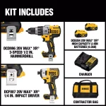 DEWALT 20V MAX XR Brushless Hammer Drill and Impact Driver Combo Kit with (2) 4.0 Ah Batteries & Charger thumbnail 2