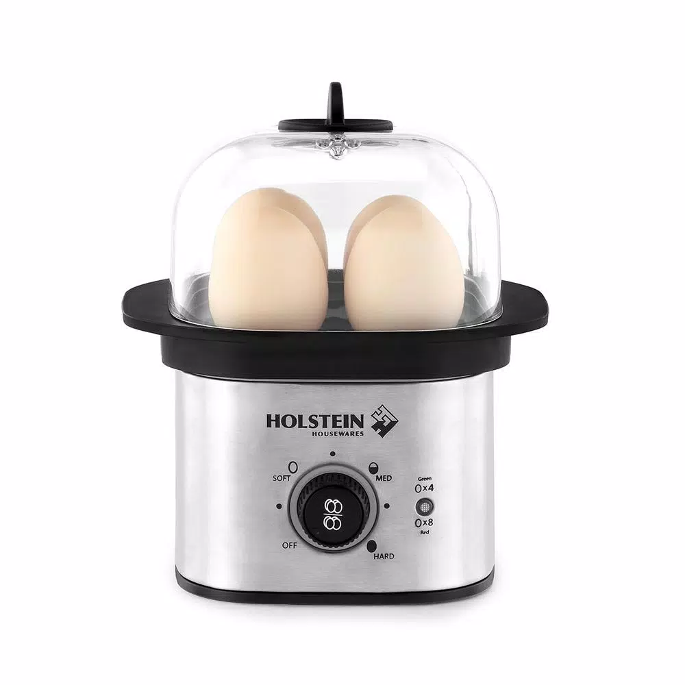 HOLSTEIN HOUSEWARES Holstein 2-Tier Egg Cooker, 8-Egg Capacity, Black Stainless Steel