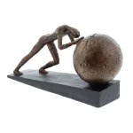 LITTON LANE Sportsman Abstract Polystone Sculpture - Modern Textured Statuary with Tarnished Bronze Finish thumbnail 2