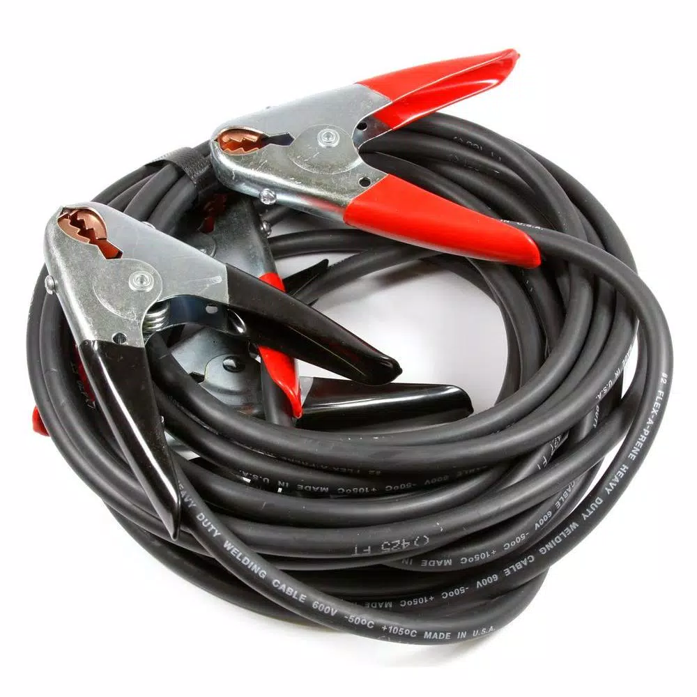 Forney 25 ft. 2-Gauge Heavy Duty Battery Jumper Cables with 500-Amp Clamps