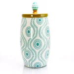 Urban Market Life On the Farm 4-Piece Durastone Kitchen Canister Set with Lids, Blue Abstract Design thumbnail 3