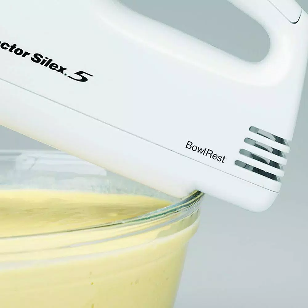 Proctor Silex 5-Speed White Hand Mixer, 125W Lightweight Handheld Mixer
