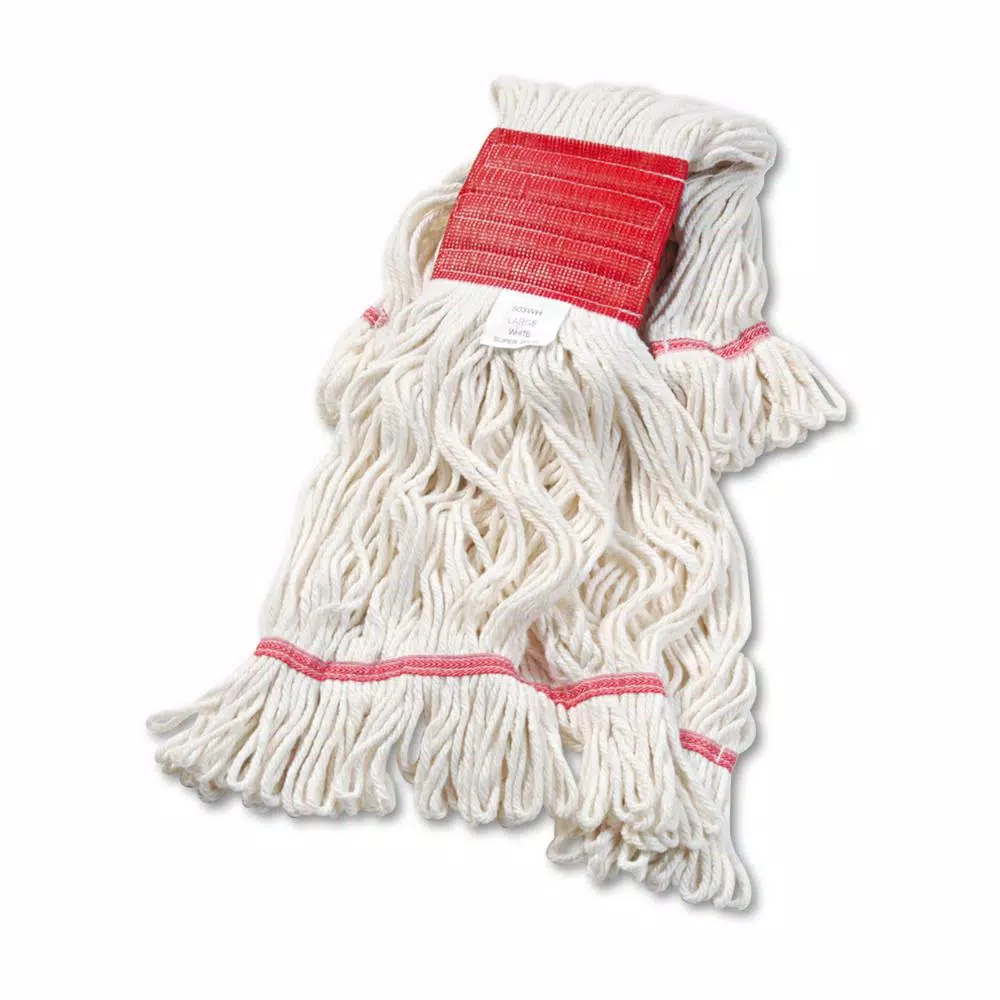 Boardwalk Super Loop Large Cotton/Synthetic Wet Mop Head, White (12-Pack)