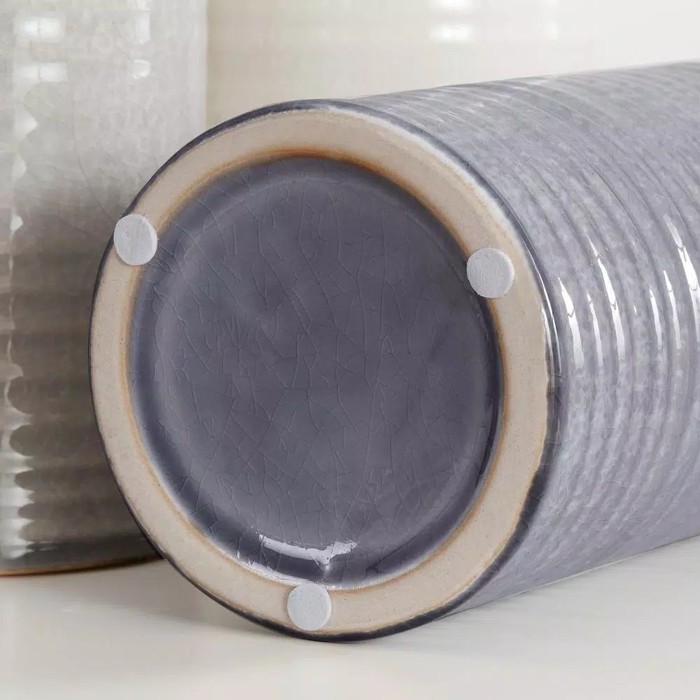 Home Decorators Collection Ceramic Decorative Vases, Set of 3, Stone Grey, Shadow Grey and White
