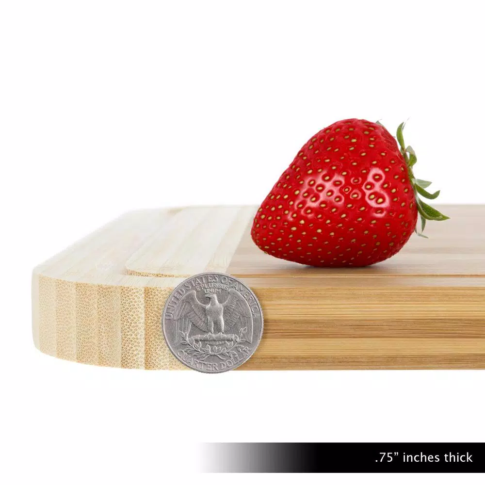 Classic Cuisine Two-Tone Bamboo Cutting Board, 12 x 18 inch Rectangle Edge Grain Wood Board