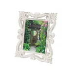 LITTON LANE 8x10 Hand-Carved Mango Wood Picture Frame - Antique Whitewash Rectangular Tabletop Frame thumbnail 2