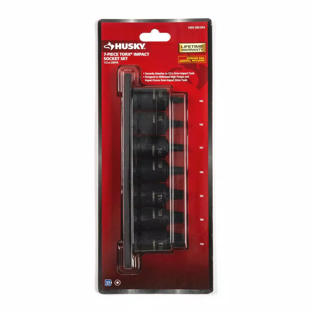 Husky 1/2 in. Drive Impact Torx Bit Socket Set, 7-Piece