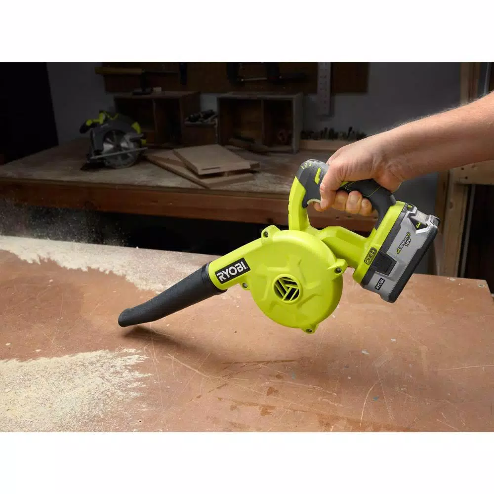 RYOBI 18V ONE+ Cordless Compact Workshop Blower Kit with 2.0 Ah Battery and Charger