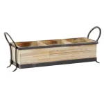 LITTON LANE Rustic Elegance 23" Wood and Iron 3-Compartment Rectangular Farmhouse Tray thumbnail 6