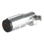 CURT 6-Way Round Trailer Connector Plug, Chrome Plastic, Male End thumbnail 2