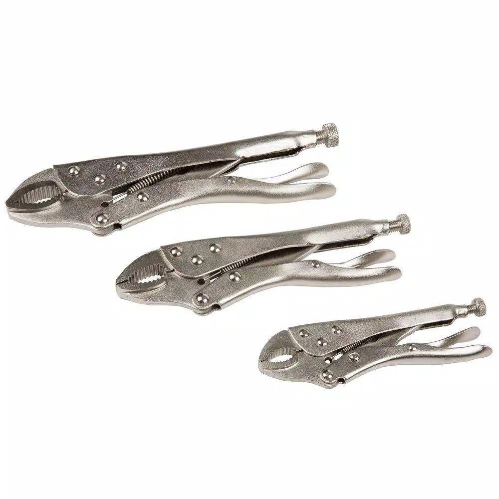 Stalwart 3-Piece Locking Plier Set with Storage Pouch, 10 in.