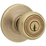 Kwikset Tylo Antique Brass Exterior Entry Door Knob with Microban Antimicrobial Technology thumbnail 1