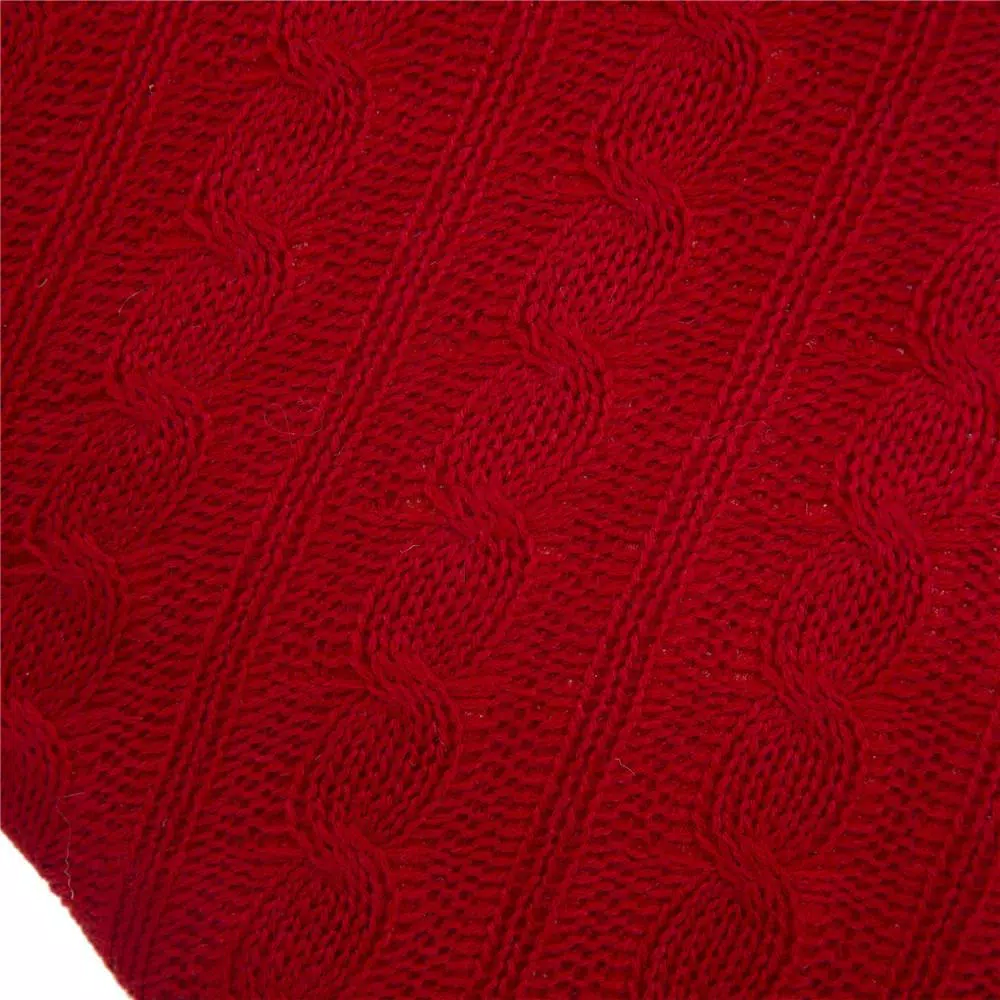 Glitzhome 20 in. Red Polyester Knitted Dog Stocking with Faux Fur Cuff (2-Pack)