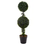 Pure Garden 36 in. Artificial Double Ball Podocarpus Topiary with Pot thumbnail 1