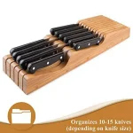 Bambusi Bambsi Bamboo In-Drawer Knife Block Organizer, 15 Slot Wood Knife Storage for Kitchen Drawers thumbnail 6