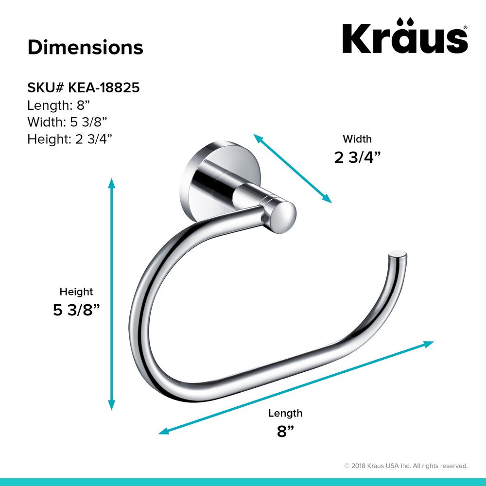 KRAUS Elie Chrome Bathroom Towel Ring, Solid Brass Hand Towel Holder