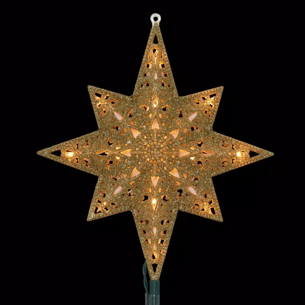 General Electric Holiday Classics 11 in. Gold Glittered Bethlehem Star Tree Topper with 16 Lights