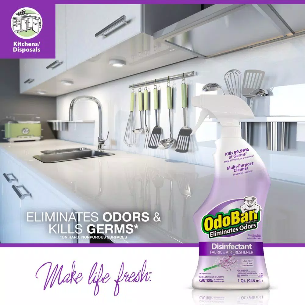 OdoBan 32 oz. Lavender Ready-to-Use Disinfectant, Fabric & Air Freshener, Multi-Purpose Odor Eliminator