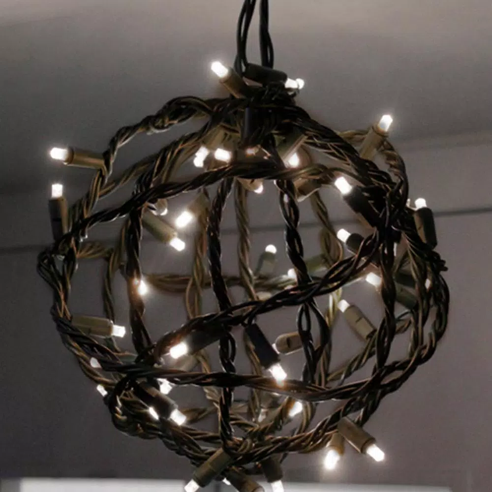Brite Star 50-Light Pure White Micro Mini Flex-Shape LED String Lights, Brown Wire