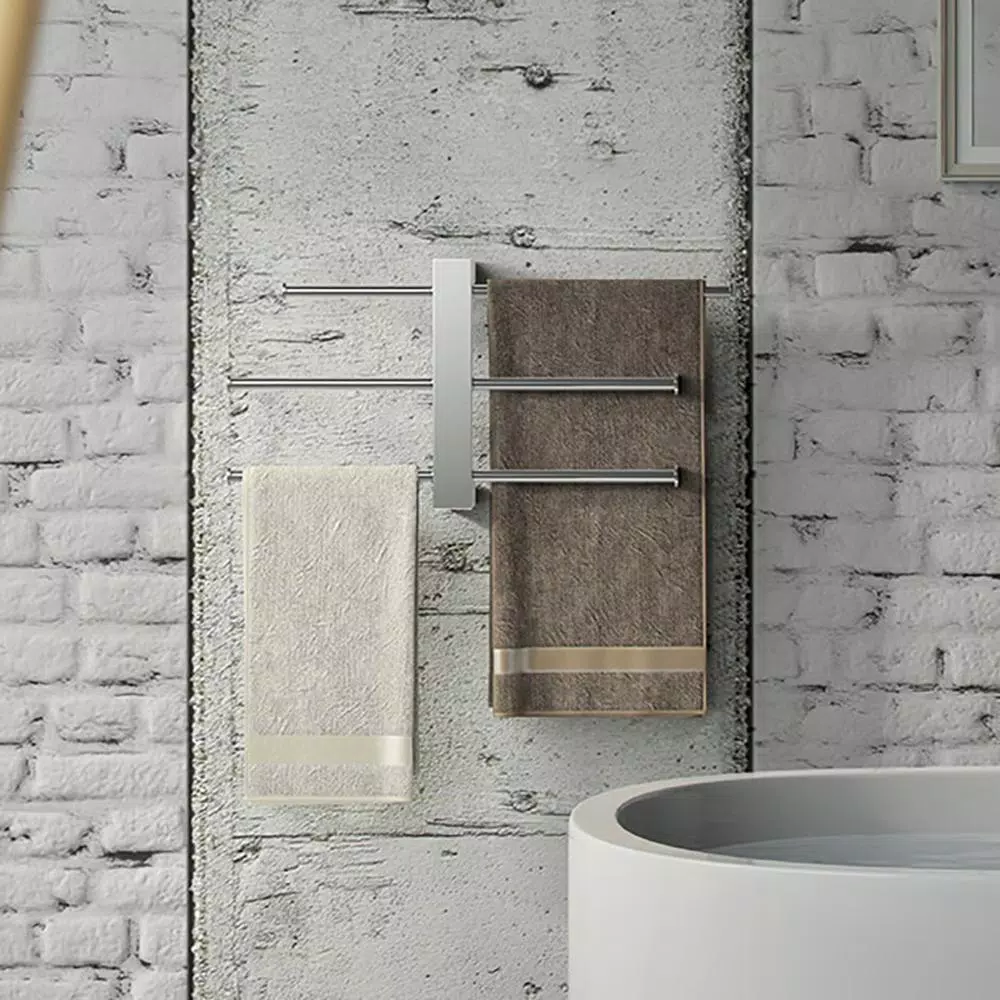 Nameeks Gedy Bridge Wall Mounted Polished Chrome Towel Rack with 3 Adjustable Sliding Bars