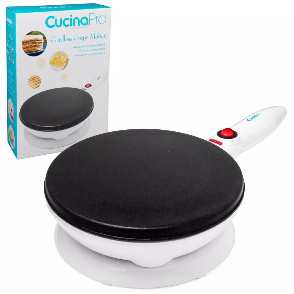 CucinaPro Electric Crepe Maker, 7.5 inch Non-Stick Surface, White