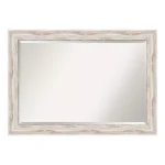 Amanti Art Alexandria 41 in. W x 29 in. H Distressed Whitewash Wood Framed Beveled Bathroom Mirror thumbnail 4