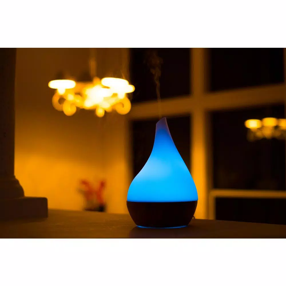 X Brand Canary Glass and Bamboo Ultrasonic Aroma Diffuser with LED Lights
