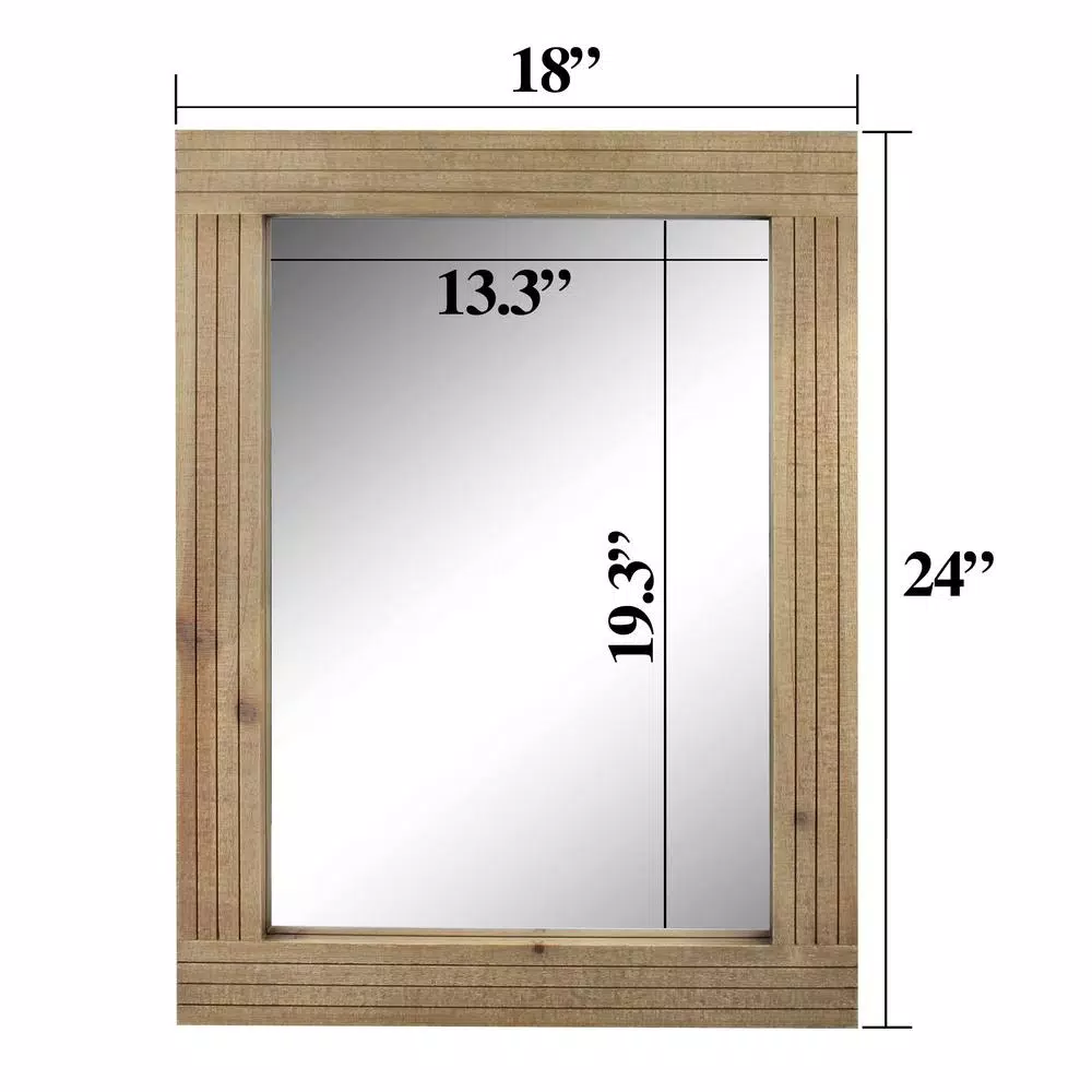Stonebriar Collection Stonebriar Rectangle Worn Wood Wall Mirror, Brown Wood Frame, 18.11 x 24.16 in