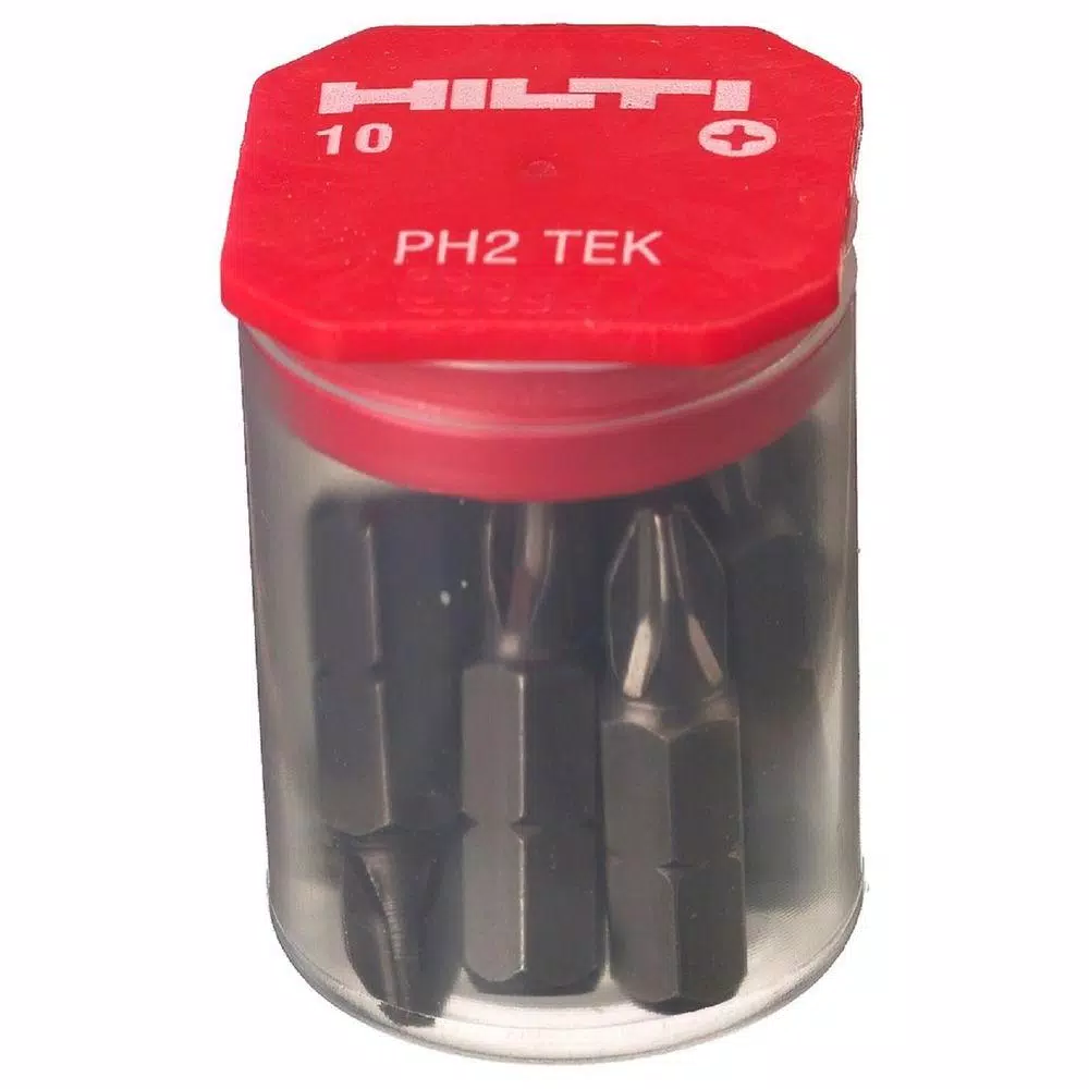 Hilti #2 Phillips Steel TEK Insert Bits, 1/4 in. Hex Shank (10-Pack)