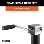 CURT Pipe-Mount Swivel Trailer Jack with Side Handle, 2,000 lbs. Capacity, 15 in. Travel thumbnail 4