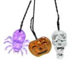 Northlight LED Halloween String Lights Set - Skull, Spider, and Jack-o-Lantern Novelty Lights (90 Count) thumbnail 1