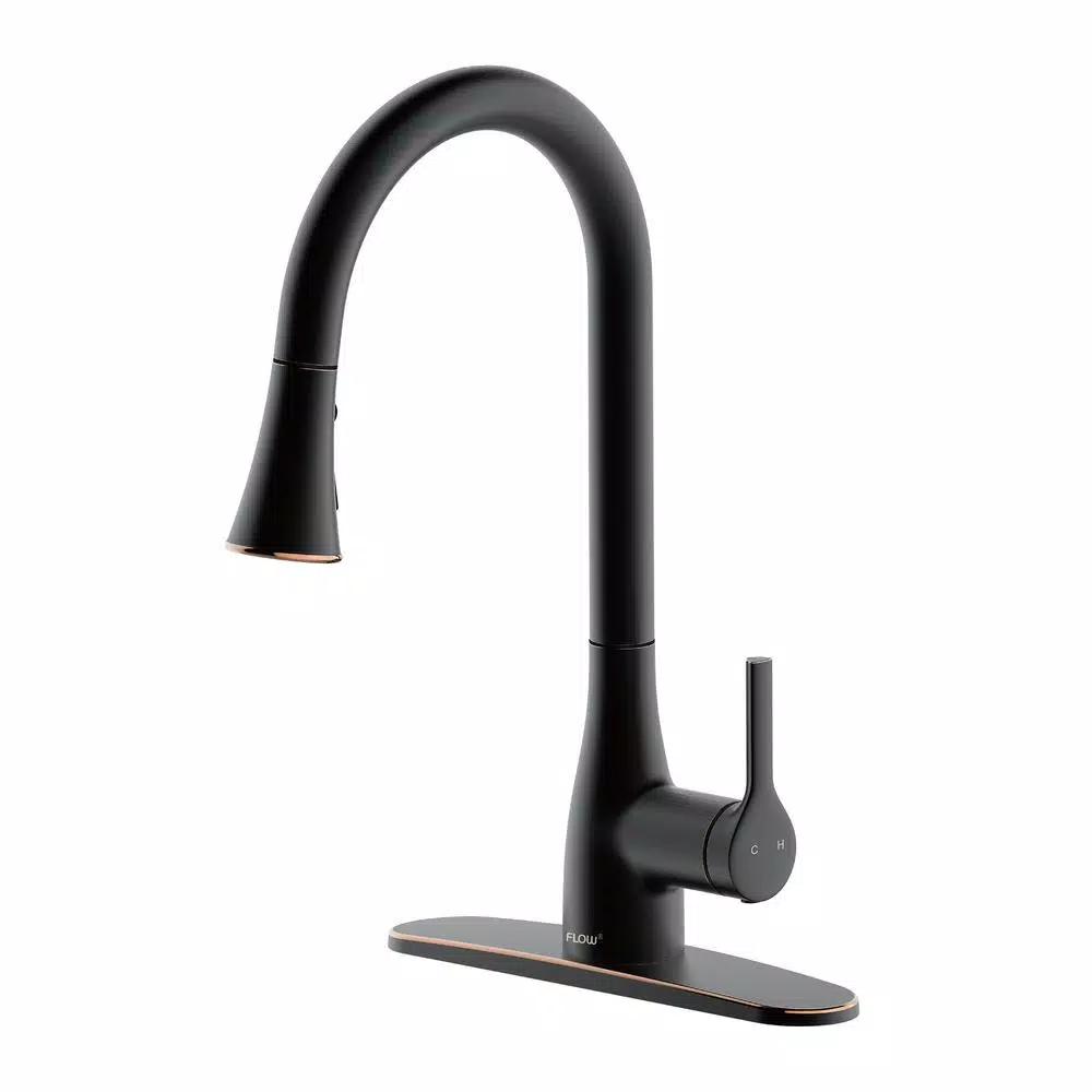 FLOW Series Classic Single-Handle Pull Down Kitchen Faucet, Oil Rubbed Bronze