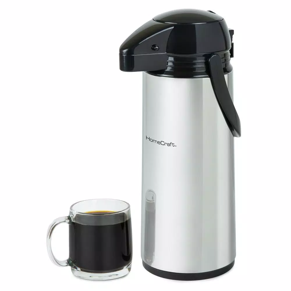HomeCraft 12-Cup Stainless Steel Coffee Urn Dispenser, 2L Airpot Server