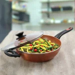 Gibson Home Cuisine 3 Qt. Aluminum Ceramic Nonstick Saute Pan with Glass Lid, Copper thumbnail 3