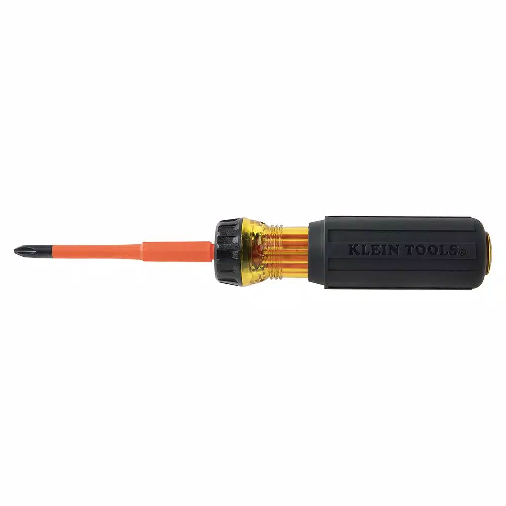 Klein Tools 1/4 in. Flip-Blade Insulated Screwdriver, #2 Phillips and Slotted