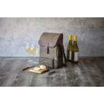 Picnic Time Khaki Green Waxed Canvas 2-Bottle Wine Cooler Bag and Acacia Wood Cheese Board Set thumbnail 5