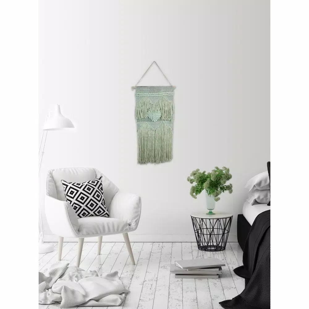 Unbranded Marmont Hill Green Heart Macrame Wall Tapestry - Hand Woven Cotton Wall Hanging