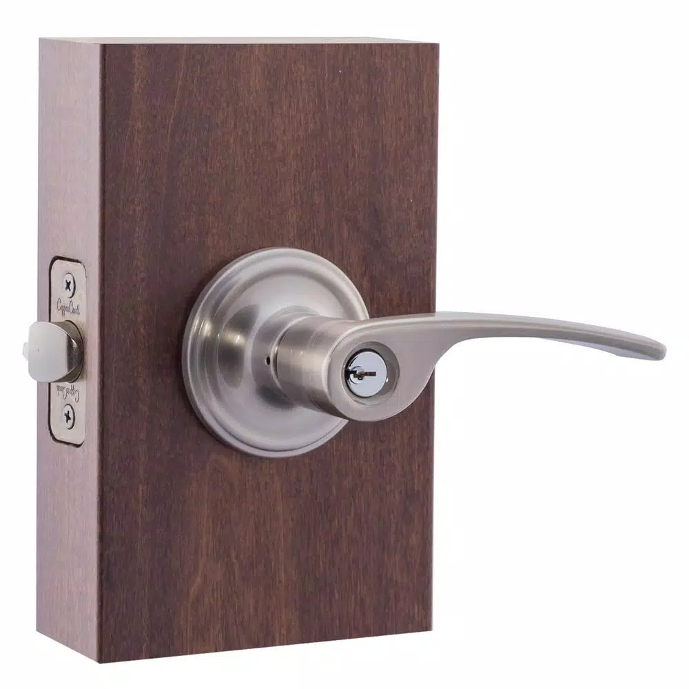 Copper Creek Scandinavian Kash Satin Stainless Keyed Entry Door Lever