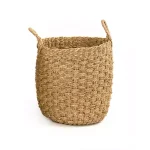 Zentique Hand Woven Cylindrical Seagrass and Palm Leaf Small Decorative Basket with Handles thumbnail 2