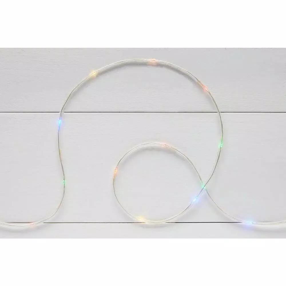 Home Accents Holiday Holiday Showtime 26 ft. 100-Light Multicolor LED Micro Dot Rope Light, Battery Operated