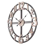 Utopia Alley 28" Oversized Roman Numeral Wall Clock - Rustic Multi-Tone Wood & Metal thumbnail 4