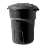 Rubbermaid Roughneck 32 Gallon Round Black Trash Can with Lid (2-Pack) thumbnail 1