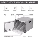 VIVOHOME 10-Tray Stainless Steel Commercial Food Dehydrator, 1000W with Digital Timer and Temperature Control thumbnail 2