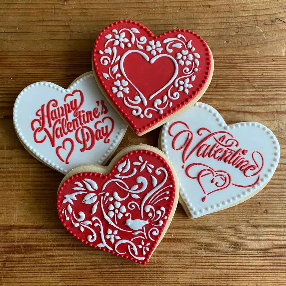 Designer Stencils Be My Valentine Heart Cookie Stencil Bundle - 4 Pattern Set