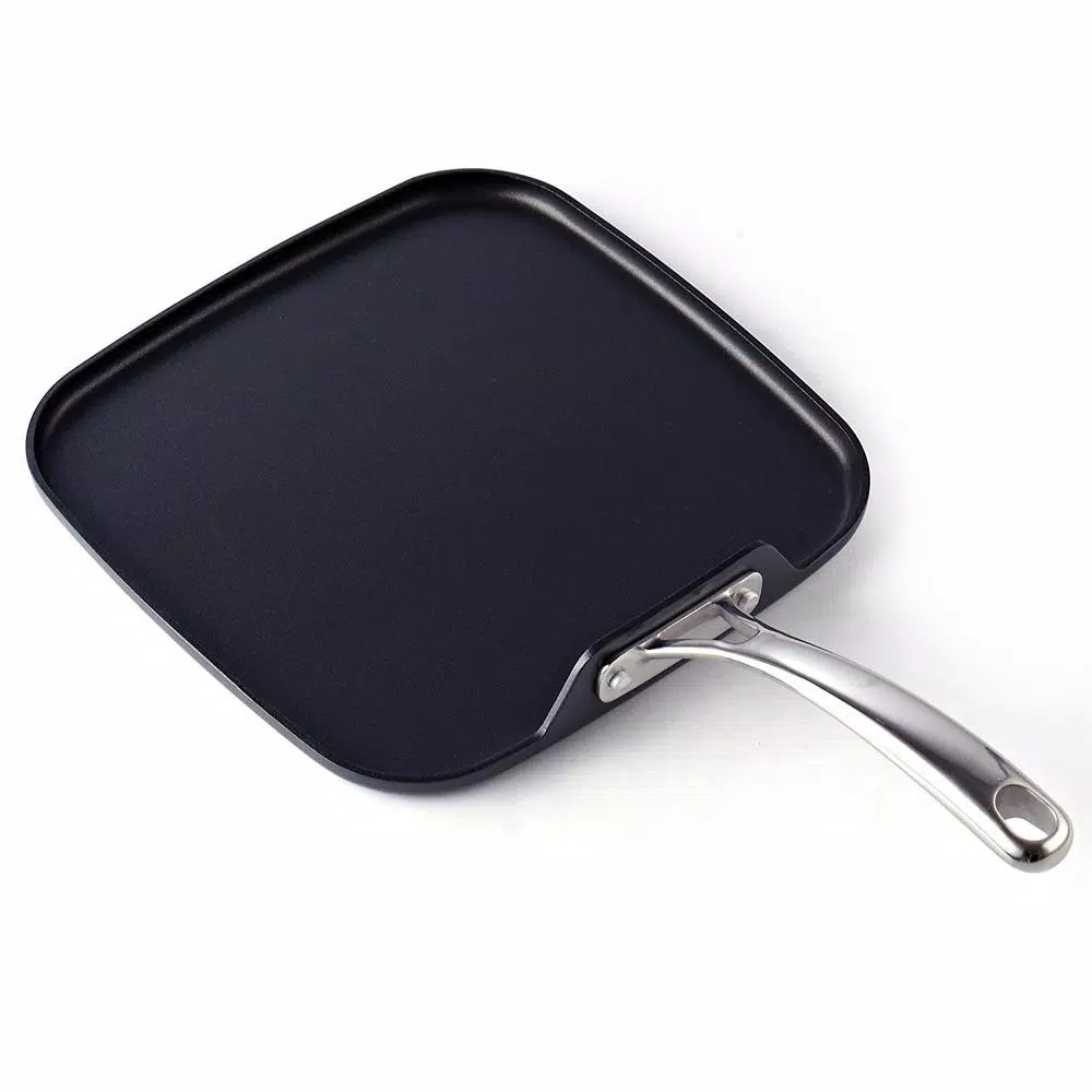 Cooks Standard 11 in. Hard-Anodized Aluminum Nonstick Square Griddle Pan, Black