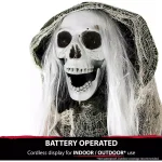 Haunted Hill Farm 5 ft. Animatronic Moaning Skeleton Halloween Prop with Green Cloak thumbnail 6